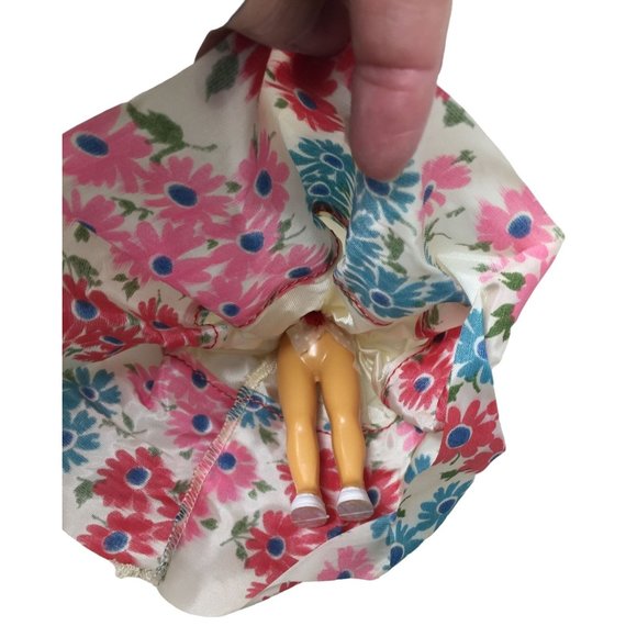 Vintage Collectible Doll With Blonde Hair wearing floral printed dress/red bow - Picture 7 of 8